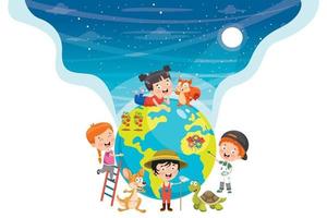 Little Kids And Ecology vector
