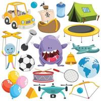 Collection Of Colorful Toys And Objects vector