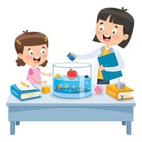 pequeño experimento de aprendizaje de niños en edad escolar vector