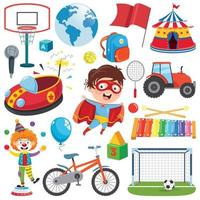 Collection Of Colorful Toys And Objects vector