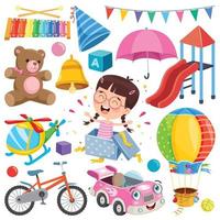 Collection Of Colorful Toys And Objects vector