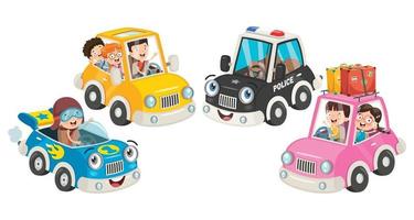 Children Using Various Colorful Cars vector