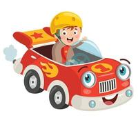 Child Racing With Funny Car vector