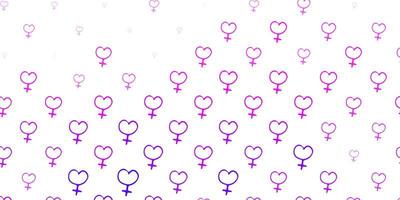 patrón de vector púrpura claro con elementos de feminismo.