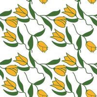 Folk flowers art pattern Floral abstract surface design  Seamless pattern vector