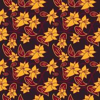 Folk flowers art pattern Floral abstract surface design  Seamless pattern vector