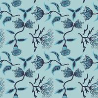 Folk flowers art pattern Floral abstract surface design  Seamless pattern vector