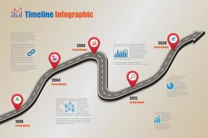 Plantilla de infografía de línea de tiempo de hoja de ruta de negocios con punteros diseñados para hito de fondo abstracto tecnología de proceso de diagrama moderno ilustración de vector de gráfico de presentación de datos de marketing digital