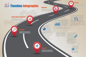 iconos de infografía de línea de tiempo de hoja de ruta de negocios diseñados para plantilla de fondo abstracto elemento de hito diagrama moderno tecnología de proceso marketing digital presentación de datos ilustración vectorial vector