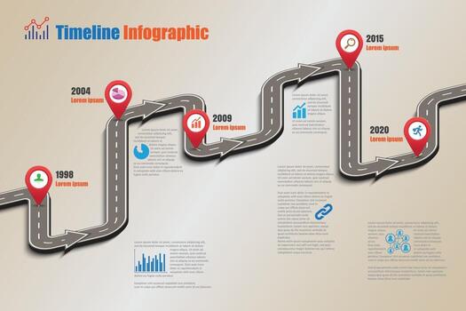 Business roadmap timeline infographic template with pointers designed for abstract background milestone modern diagram process technology digital marketing data presentation chart Vector illustration