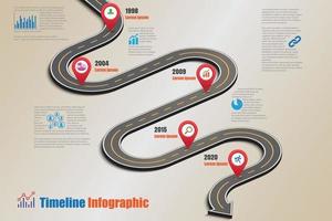 Plantilla de infografía de línea de tiempo de hoja de ruta de negocios con punteros diseñados para hito de fondo abstracto tecnología de proceso de diagrama moderno ilustración de vector de gráfico de presentación de datos de marketing digital