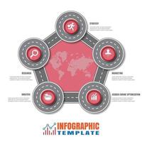 infografía de la línea de tiempo de la hoja de ruta empresarial con círculo de 5 pasos diseñado para elementos de fondo diagrama de proceso de planificación páginas web flujo de trabajo tecnología digital gráfico de presentación de datos, ilustración vectorial vector