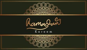 Beautiful gold Ramadan Kareem text and ornamental pattern design background. Vector Illustration