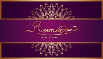 Beautiful gold Ramadan Kareem text and ornamental pattern design background. Vector Illustration