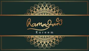 Beautiful gold Ramadan Kareem text and ornamental pattern design background. Vector Illustration