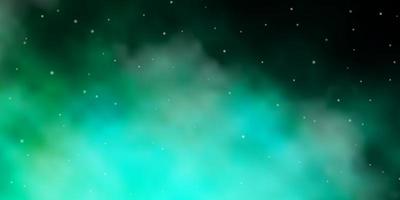 Fondo de vector verde claro con estrellas pequeñas y grandes. difuminar el diseño decorativo en un estilo sencillo con estrellas. patrón para sitios web, páginas de destino.