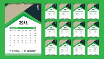 Diseño de plantilla de calendario de pared mensual para 2022, año. la semana comienza el domingo. diario del planificador con lugar para la foto. vector