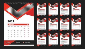 Diseño de plantilla de calendario de pared mensual para 2022, año. la semana comienza el domingo. diario del planificador con lugar para la foto. vector