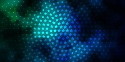patrón de vector azul oscuro, verde con estrellas abstractas. ilustración decorativa con estrellas en plantilla abstracta. tema para teléfonos celulares.