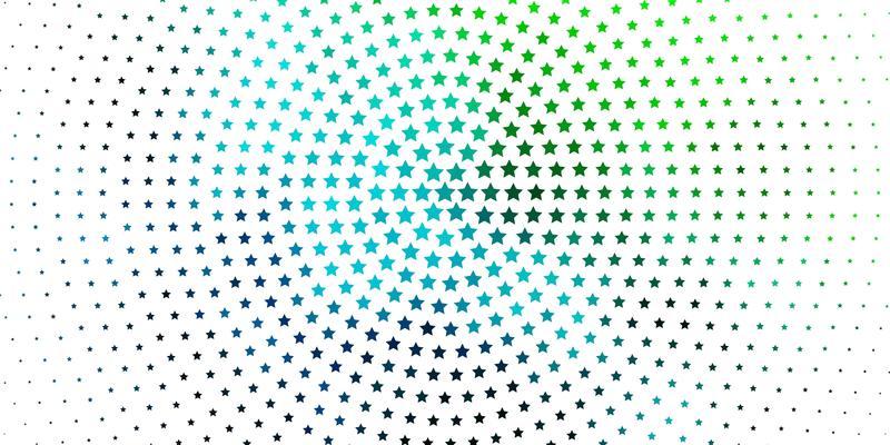 Light Blue, Green vector background with small and big stars. Blur decorative design in simple style with stars. Pattern for wrapping gifts.