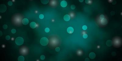 Dark Green vector template with circles, stars. Abstract design in gradient style with bubbles, stars. Pattern for business ads.