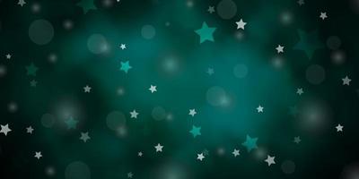 Dark Green vector texture with circles, stars. Illustration with set of colorful abstract spheres, stars. Template for business cards, websites.