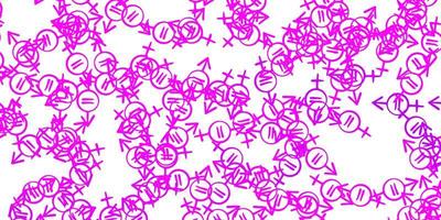 Light Pink vector pattern with feminism elements.