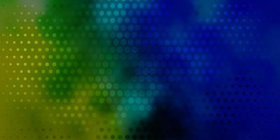Telón de fondo de vector azul oscuro, verde con círculos. Discos de colores abstractos sobre fondo degradado simple. patrón para sitios web, páginas de destino.