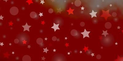 diseño de vector rojo claro con círculos, estrellas. Ilustración abstracta con formas coloridas de círculos, estrellas. plantilla para tarjetas de visita, sitios web.