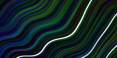 Dark Blue, Green vector backdrop with curves. Brand new colorful illustration with bent lines. Pattern for commercials, ads.