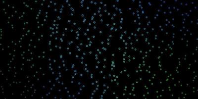 Fondo de vector azul oscuro, verde con estrellas de colores. Ilustración abstracta geométrica moderna con estrellas. tema para teléfonos celulares.