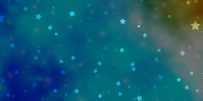 Fondo de vector azul claro con estrellas pequeñas y grandes. ilustración decorativa con estrellas en plantilla abstracta. tema para teléfonos celulares.