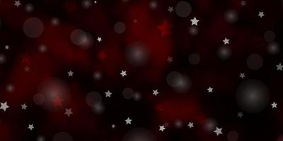 diseño de vector rojo oscuro con círculos, estrellas. Ilustración con un conjunto de esferas abstractas de colores, estrellas. diseño para papel pintado, fabricantes de telas.