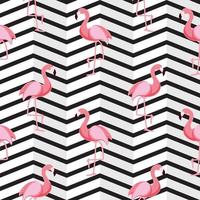 Cute Retro Seamless Flamingo Pattern Background Vector Illustration