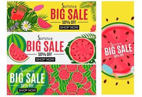 Summer Sale Abstract Banner Background Collection Set Vector Illustration