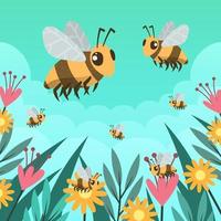 Honey Bee Background Concept vector