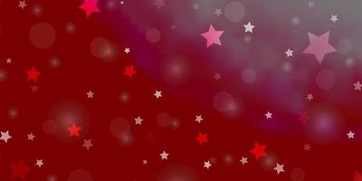 Light Red vector background with circles, stars. Abstract design in gradient style with bubbles, stars. Pattern for design of fabric, wallpapers.