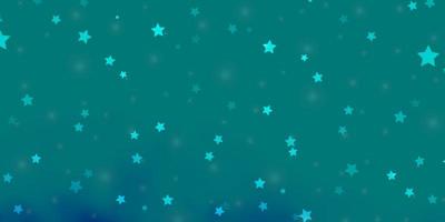 Fondo de vector azul claro con estrellas pequeñas y grandes. Ilustración decorativa con estrellas en plantilla abstracta. patrón para envolver regalos.