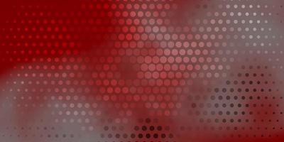 Telón de fondo de vector rojo claro con puntos. Ilustración abstracta moderna con formas circulares de colores. patrón para anuncios comerciales.