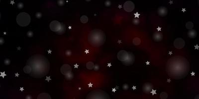 patrón de vector rojo oscuro con círculos, estrellas. diseño abstracto en estilo degradado con burbujas, estrellas. patrón para tela de moda, fondos de pantalla.