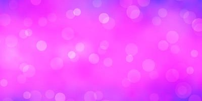 Light Purple, Pink vector background with bubbles. Glitter abstract illustration with colorful drops. Pattern for booklets, leaflets.