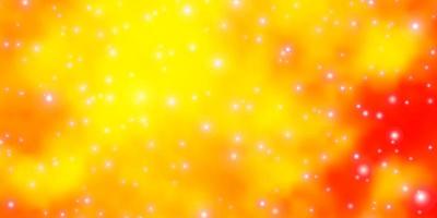 Plantilla de vector naranja claro con estrellas de neón. difuminar el diseño decorativo en un estilo sencillo con estrellas. patrón para envolver regalos.