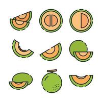 colección de iconos de melón vector