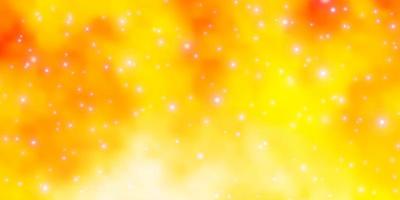 textura de vector naranja claro con hermosas estrellas. Ilustración colorida brillante con estrellas grandes y pequeñas. patrón para envolver regalos.