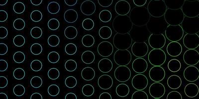 diseño de vector azul oscuro, verde con formas circulares. Ilustración con un conjunto de esferas abstractas de colores brillantes. patrón para anuncios comerciales.