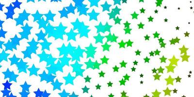 textura de vector azul claro, verde con hermosas estrellas. Ilustración colorida con estrellas de degradado abstracto. mejor diseño para su anuncio, cartel, banner.