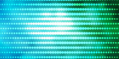 textura de vector azul claro, verde con círculos. Ilustración abstracta de brillo con gotas de colores. patrón para fondos de pantalla, cortinas.