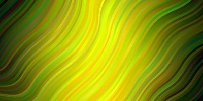 Light Green, Yellow vector backdrop with bent lines. Abstract illustration with gradient bows. Pattern for websites, landing pages.