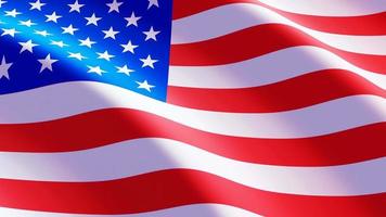 Bandera realista de bucle sin interrupción de Estados Unidos América ondeando en el viento con textura de tela muy detallada video