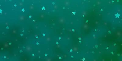 plantilla de vector verde claro con estrellas de neón. Ilustración colorida brillante con estrellas grandes y pequeñas. patrón para envolver regalos.